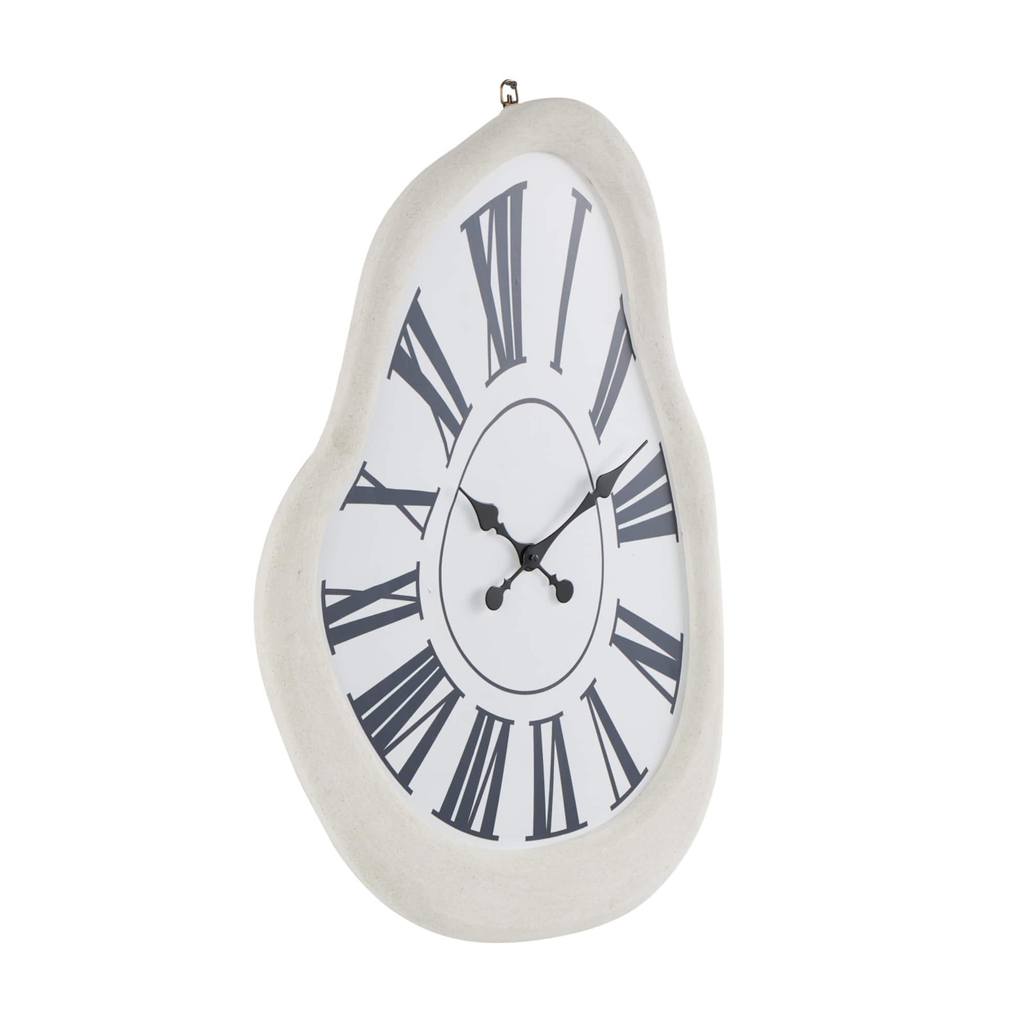 23" x 31" White Wooden Wavy Decorative Wall Clock